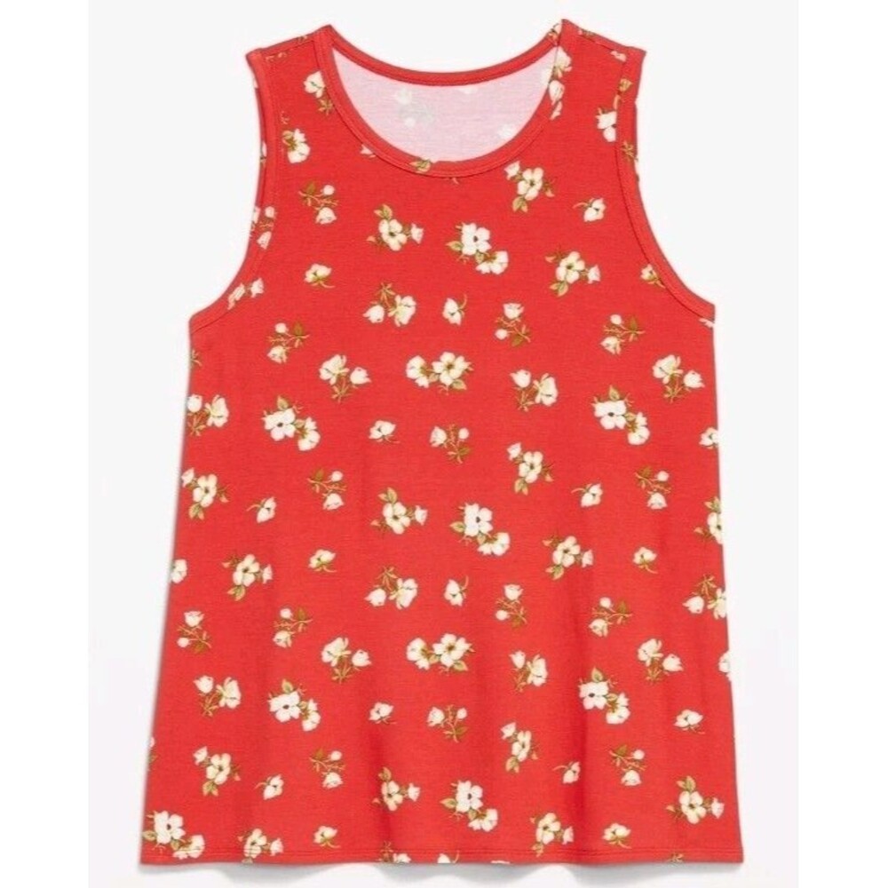 NWT Women's Old Navy Luxe Red Floral Sleeveless Top Size S